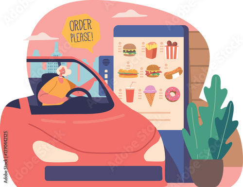 Driver at drive thru service