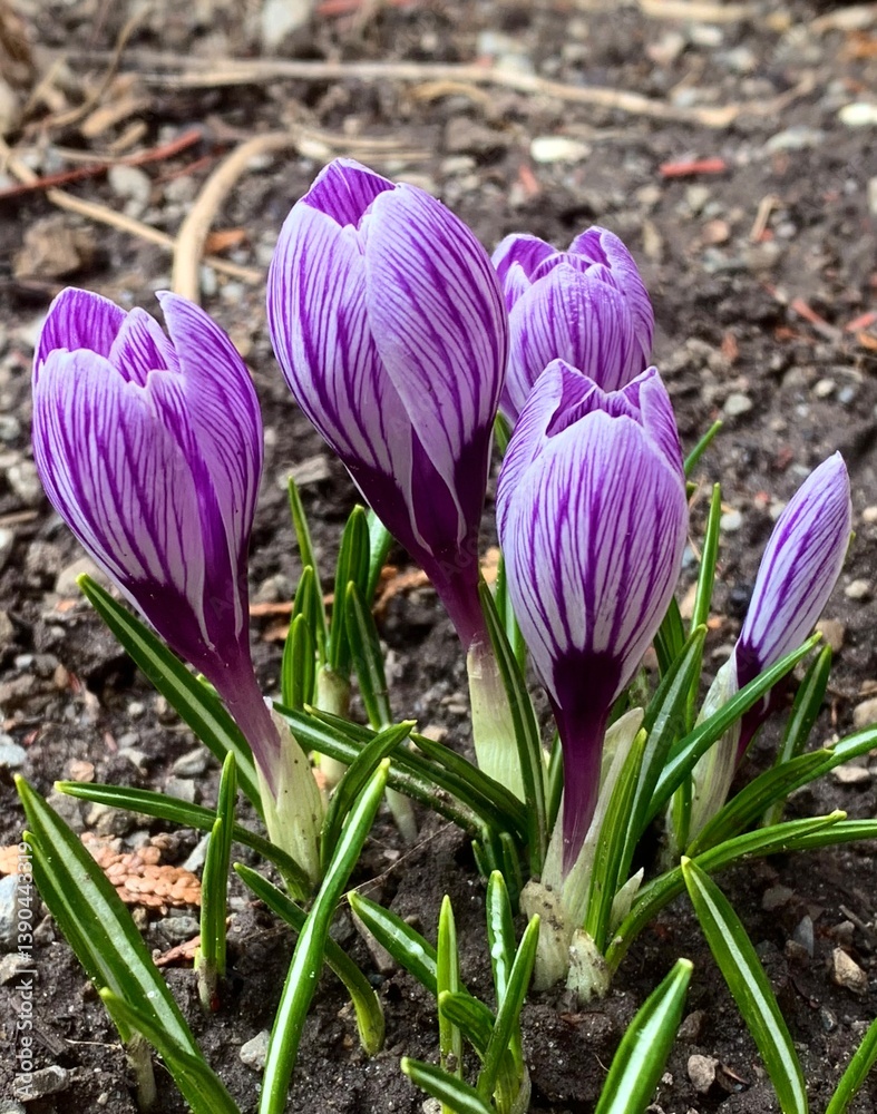 Crocus vernus (spring crocus, giant crocus) and bee