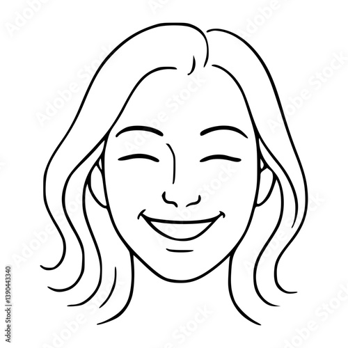 A smiling face with eyes slightly squinted, radiating happiness.