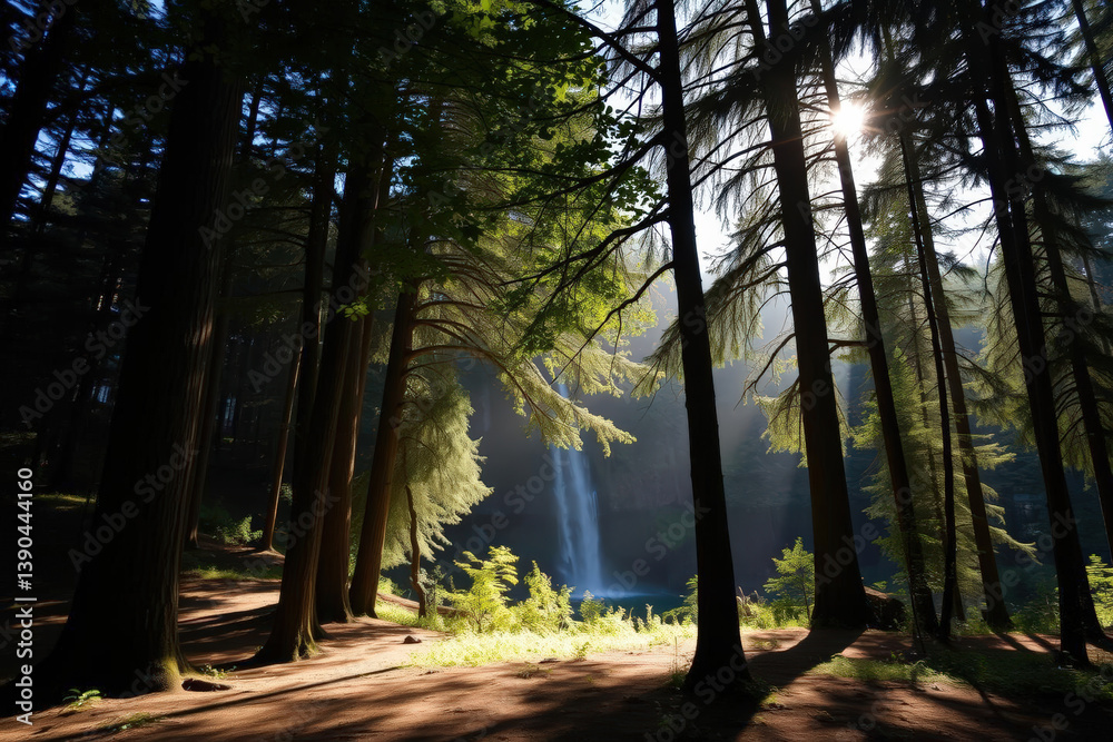 Obraz premium Waterfall in Enchanted Forest