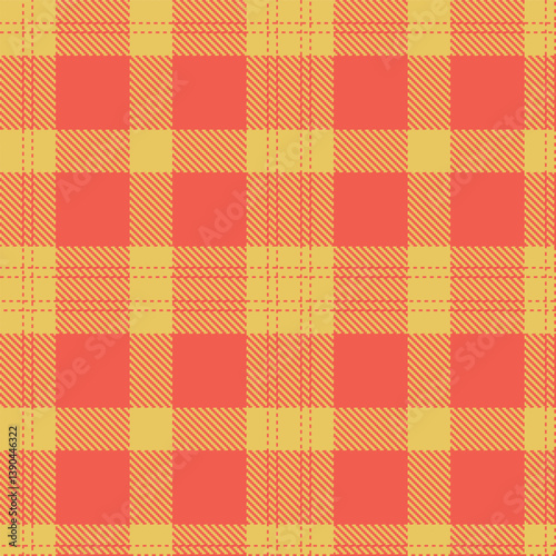 Contemporary Seamless Tartan featuring Pale light mustard and Light coral Fabric Design