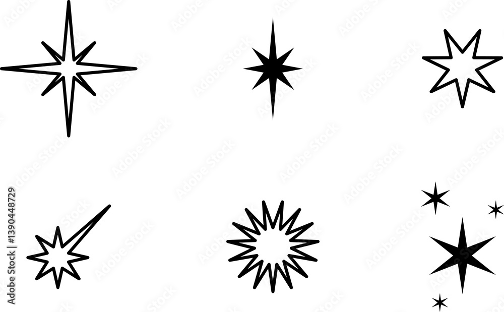 Star icon. Twinkling stars icons set. Sparkles, shining burst.