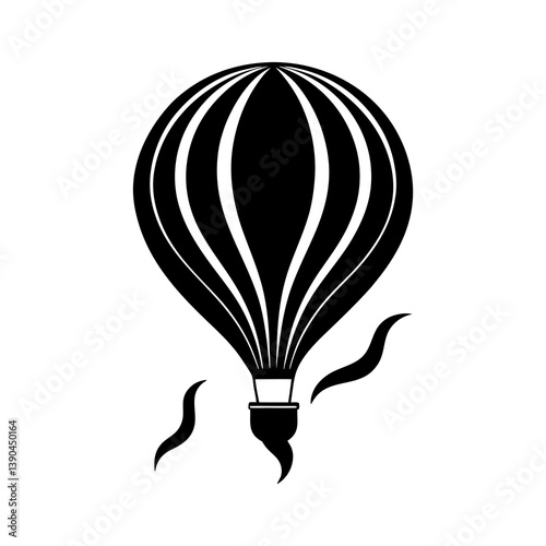 Hot air balloon vector graphic illustration for travel and adventure designs . silhouette on white background.