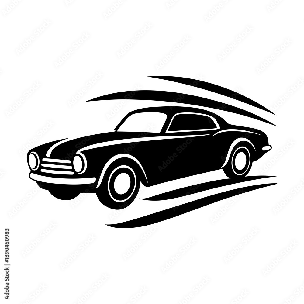 Naklejka premium Classic automobile vector illustration for vintage vehicle transportation design . silhouette on white background.