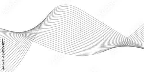 Abstract Curved Black and White Line Wave Background