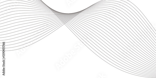 Abstract Curved Black and White Line Wave Background