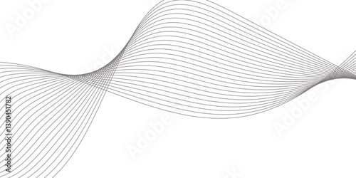Abstract Curved Black and White Line Wave Background