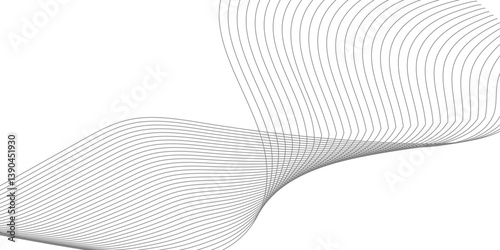 Abstract Curved Black and White Line Wave Background