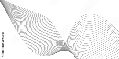 Abstract Curved Black and White Line Wave Background
