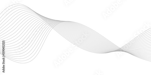 Abstract Curved Black and White Line Wave Background