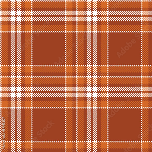 Contemporary Seamless Tartan featuring Dusty white and Cool burnt umber Fabric Design