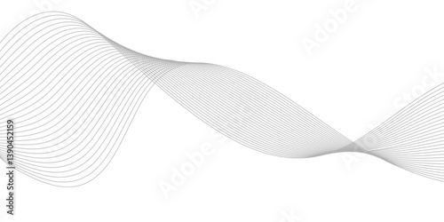 Abstract Curved Black and White Line Wave Background