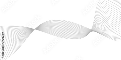 Abstract Curved Black and White Line Wave Background