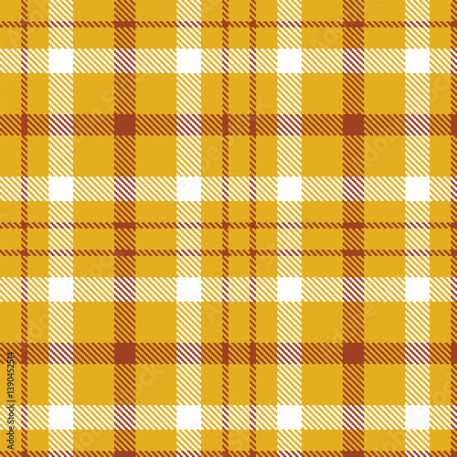 Plaid pattern seamless. Autumn golden rod & Warm burnt umber Tartan Fabric Design. 