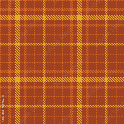 Vivid burnt umber and Rich browny orange Seamless Tartan Fabric Design