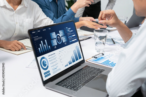 Business data dashboard provide business intelligence analytic for marketing strategy planning brisk with big data set to analyze customer demands and foreseeing business future