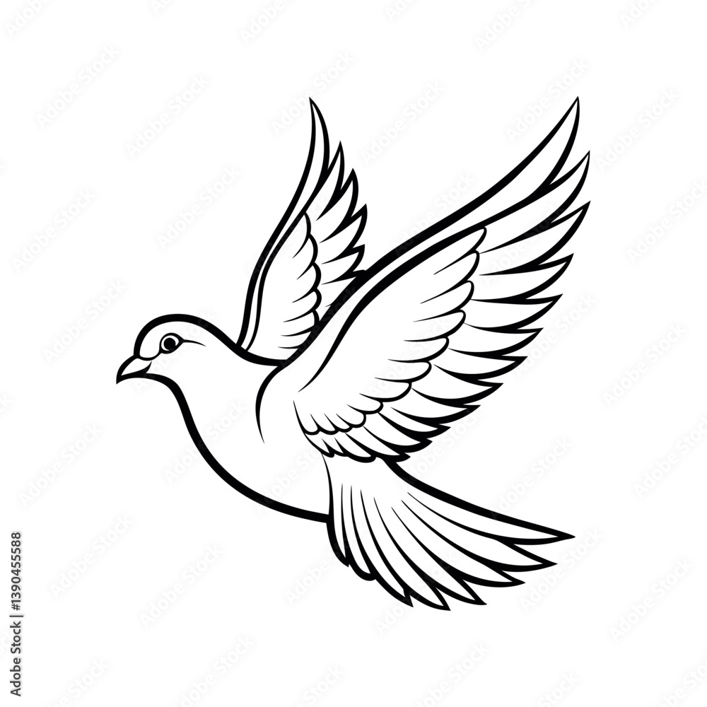 Obraz premium Dove Bird Line Sketch Vector Design