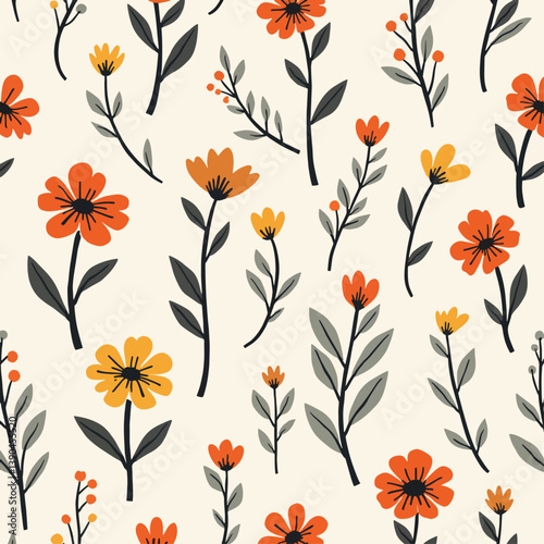 Seamless pattern with flowers, seamless floral pattern