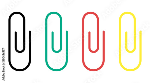Set of colorful paperclips in doodle style