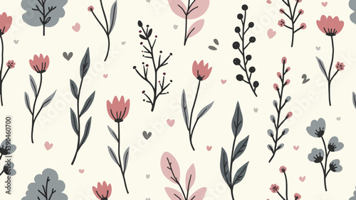 Seamless pattern with color flowers, Summer flower Seamless pattern