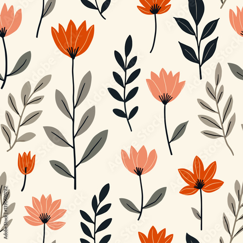 Seamless pattern with color flowers, Summer flower Seamless pattern