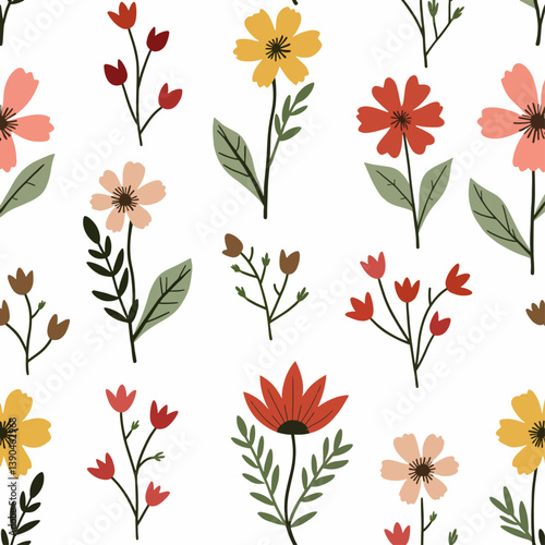 Seamless background with flowers, seamless pattern with color flowers
