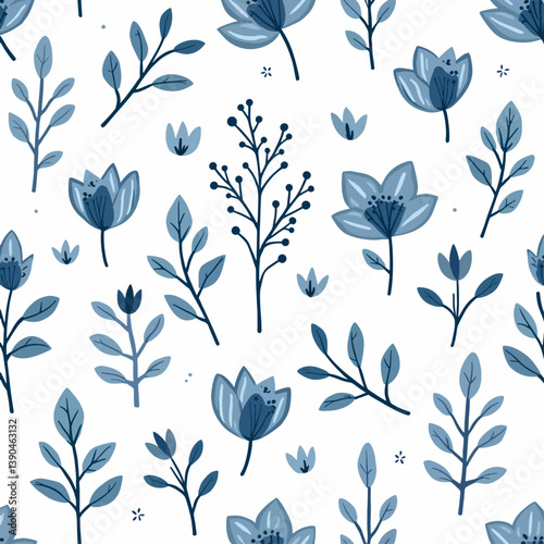 Seamless Blue floral pattern