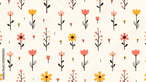 Seamless background with flowers, seamless pattern with color flowers