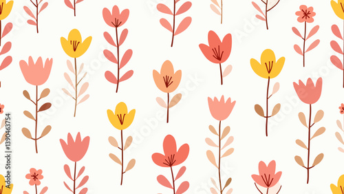 Seamless pattern with color flowers, Seamless floral background