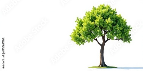 Single isolated tree branch stretching towards the top against white background, natural texture, botanical