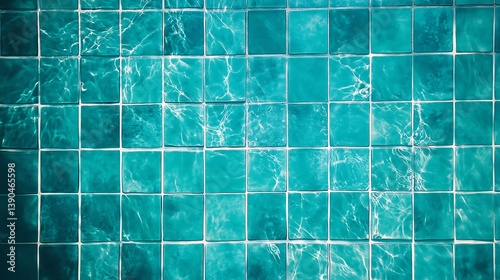 Teal square tiles, water texture.