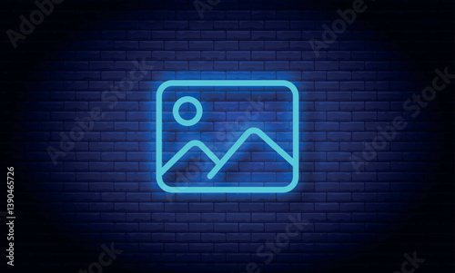 Neon photo, icon, image, picture, gallery. Premium picture icon or logo in line style. High quality sign and symbol on a white background.
