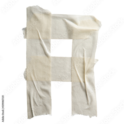 Letter A made of off-white color masking tape