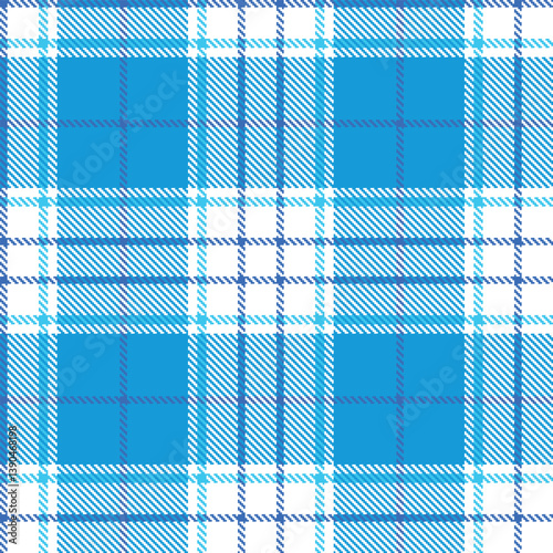 Pale white Tartan patterns fabric texture. Contemporary Warm medium blue Seamless Tartan