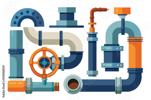 A vibrant collection of various plumbing pipes and valves in different colors and sizes showcases essential components used in water systems and construction projects.