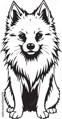 German Spitz. Hand drawn vector illustration	