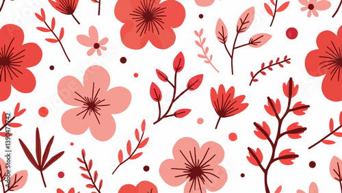 Flowers color seamless Pattern in Scandinavian 