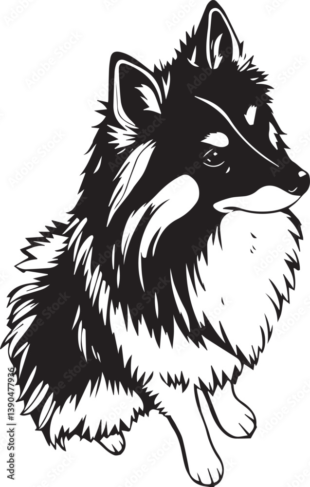 Naklejka premium German Spitz. Hand drawn vector illustration 