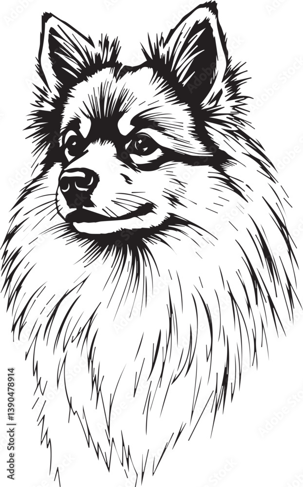 Fototapeta premium German Spitz. Hand drawn vector illustration 