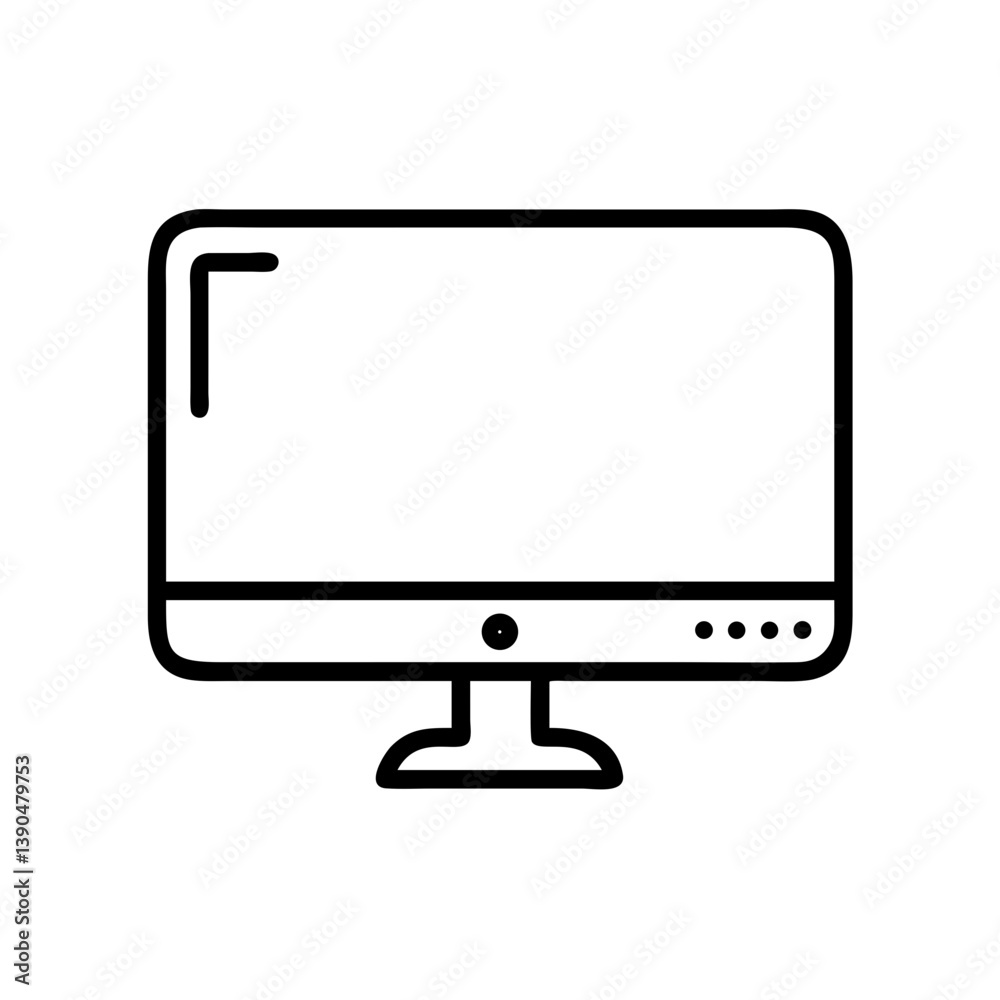 Computer monitor in minimalist outline style Computer monitor in minimalist outline style