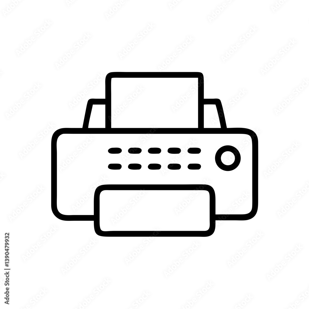 Fax machine line art illustration against a white background Fax machine line art illustration against a white background