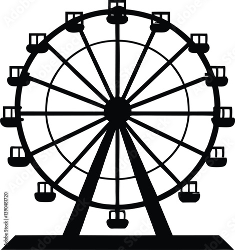 ferris wheel  black silhouette vector illustration,ferris wheel  graphic