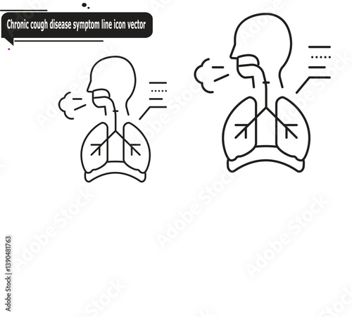 Chronic cough disease symptom line icon vector