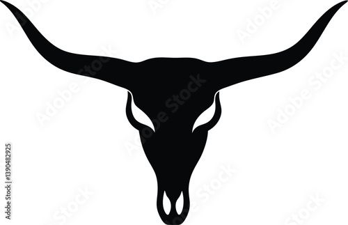 longhorn skull black silhouette  vector illustratiob