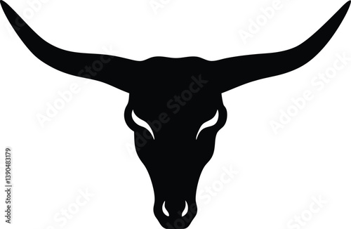 longhorn skull black silhouette  vector illustratiob