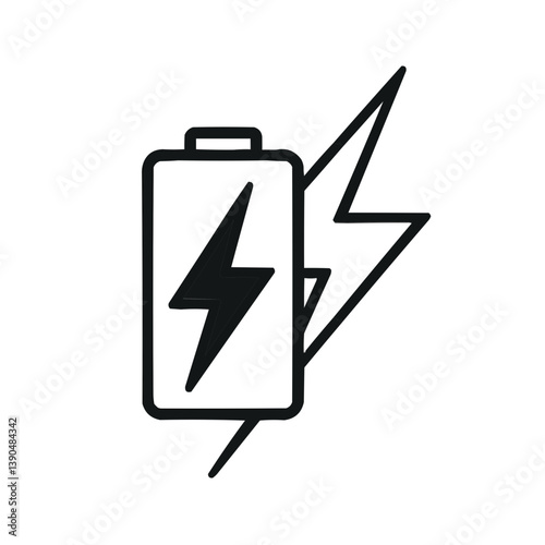 Battery Charging Icon with Double Lightning Symbol Isolated on White Background. Energy  Concept.