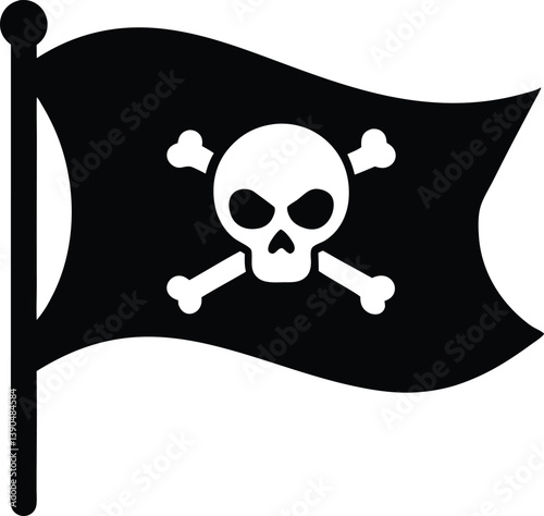 pirate flag with a skull and crossbones silhouette, skull and crossbones flag silhouette 
