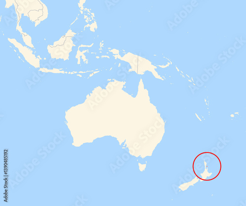 Location Map of Te Hauturu-O-Toi   Little Barrier Island (New Zealand). The island is highlighted with a red circle. No labels at all.