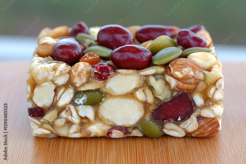 Discovering the delicious chaos of a homemade protein bar packed with nuts and fruit for a wholesome snack option Discovering the delicious chaos of a homemade protein bar packed with nuts and fruit for a wholesome snack option
