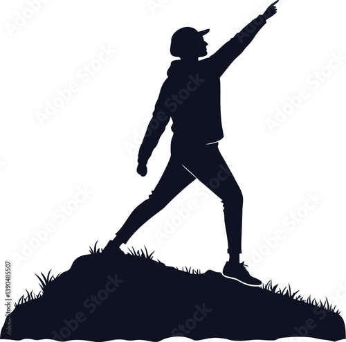 Silhouette of Person Pointing Upwards